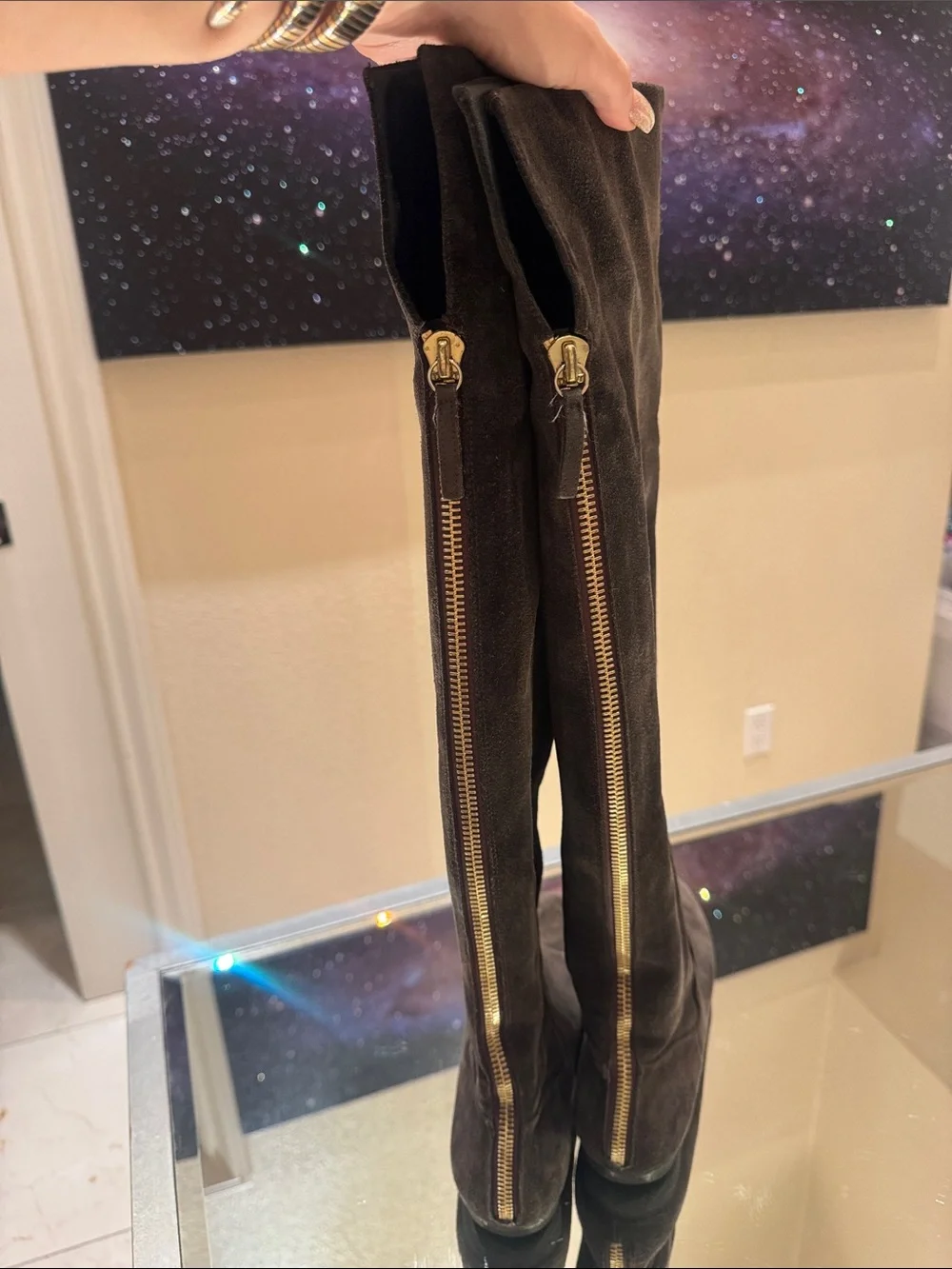 Giuseppe Zanotti Vintage Brown Suede Over the Knee Boots